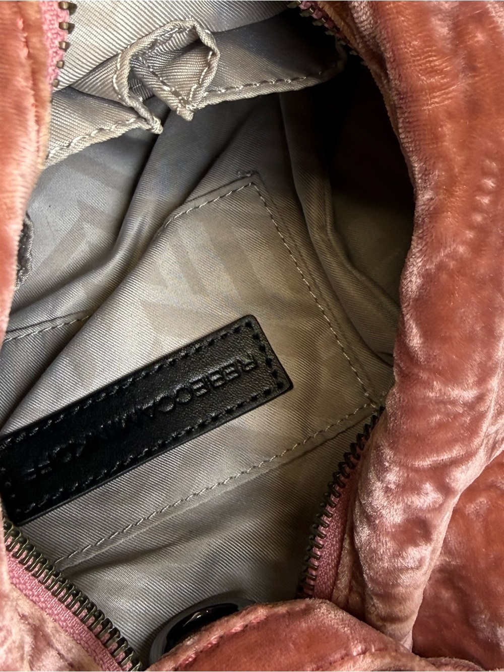 REBECCA MINKOFF MEDIUM VELVET JULIAN PINK BACKPACK $245 Travel Organizer Purse - Picture 12 of 14